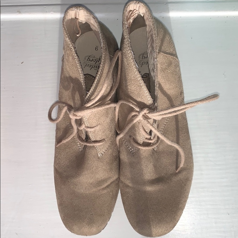 Tan Lace-Up Ankle Boots